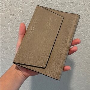 Valextra Taupe Textured Leather Small Notebook Cover